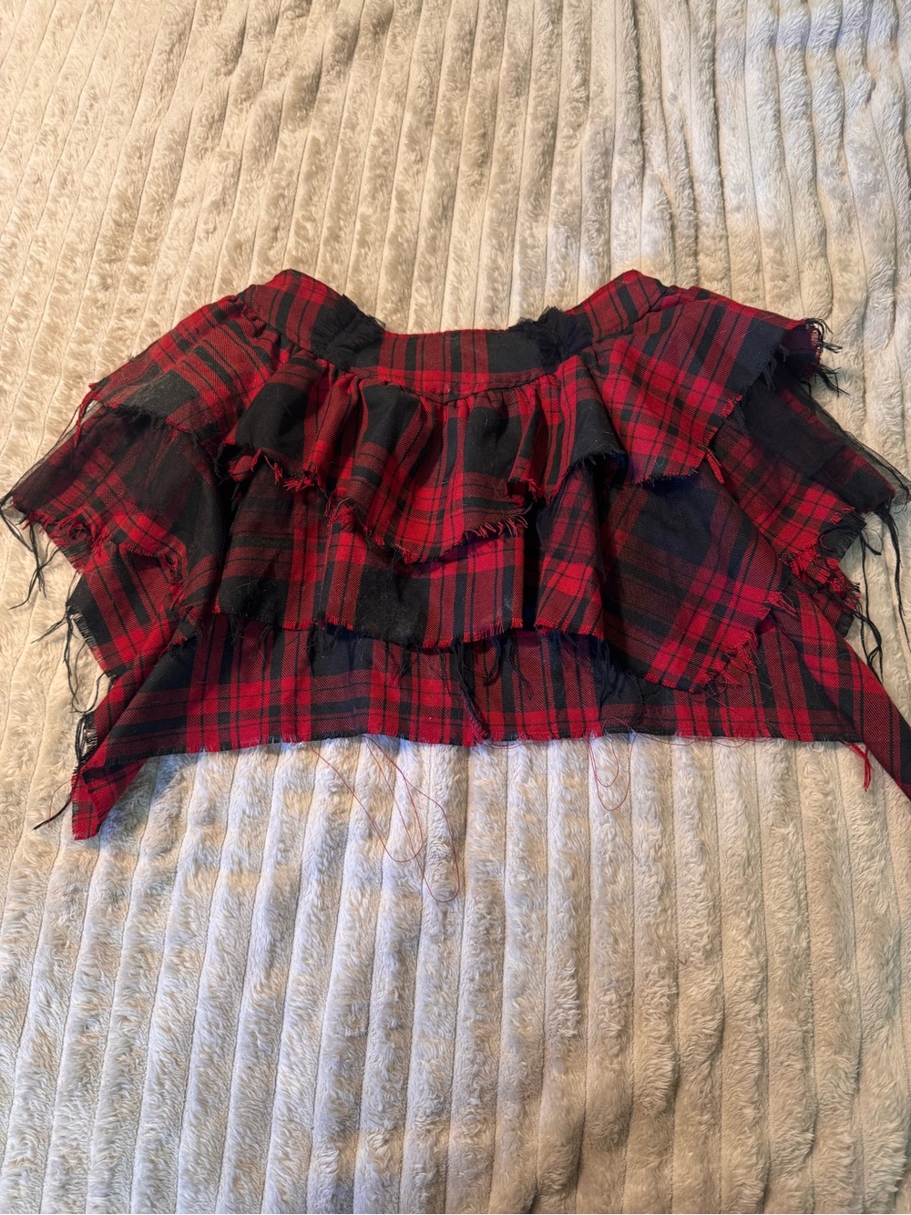 Hot Topic Red and Black Plaid Ruffle Mini Skirt